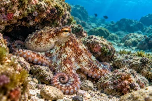 Amazing octopus facts for kids showing an octopus in its natural ocean habitat